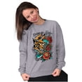 thumbnail image 3 of Break the Rules Japanese Mask Tattoo Unisex Plus Fleece Graphic Sweatshirt Brisco Brands 3X, 3 of 5