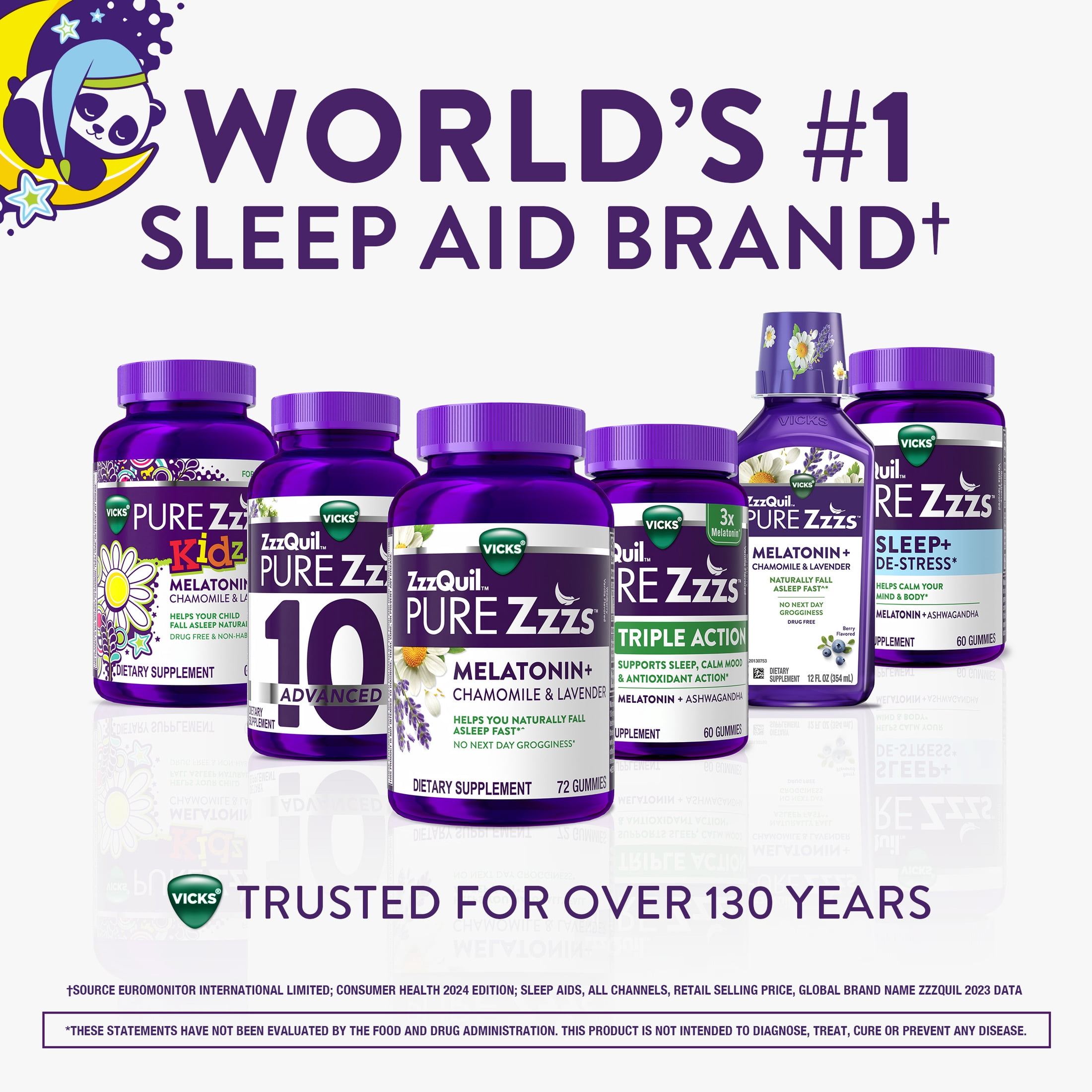 (3 pack) ZzzQuil PURE Zzzs Melatonin Sleep Aid Kidz Gummies, 0.5mg + Magnesium, 42 Count