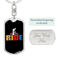 thumbnail image 2 of Ride Cycling Stainless Steel or 18k Gold Premium Swivel Dog Tag Keychain, 2 of 10