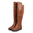 thumbnail image 5 of New Women DbDk Chino-1 Leatherette Over The Knee Lug Sole Zip Wedge Boot Size, 5 of 5
