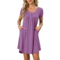 thumbnail image 1 of INSPIRAR CHIC Pijamas de Mujer Primavera Verano con Mangas Cortas y Bolsillos M Gris Púrpura, 1 of 6