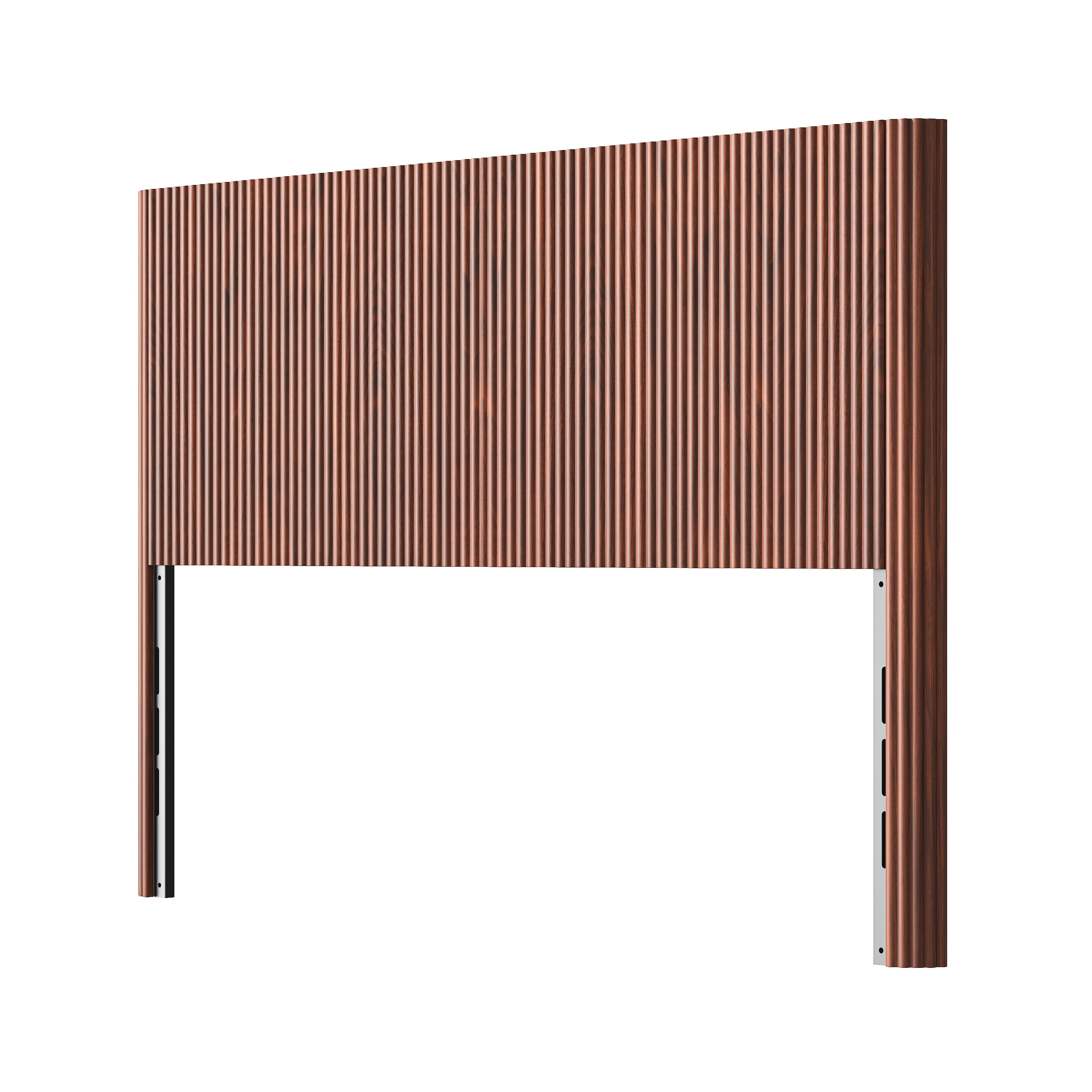 Modern Wooden Headboard with Arched Corrugated Design, Queen Size Vertical Grain Headboard for Bedroom, Walnut