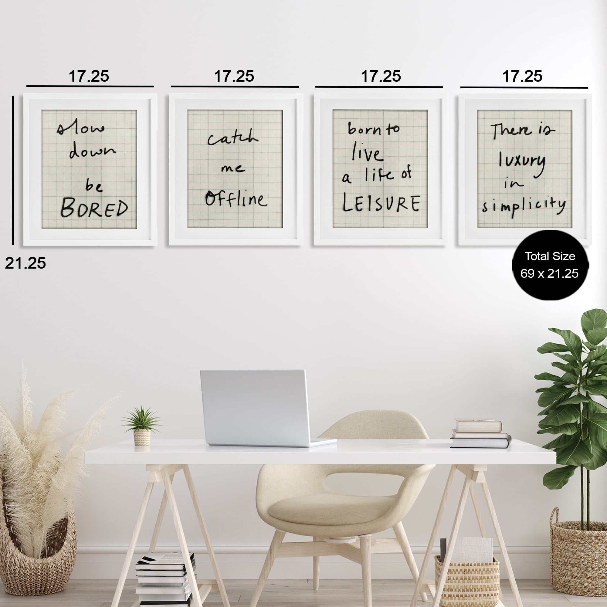 Stupell Industries Bored Scrawl Sayings 4 Piece White Framed Print Under Glass Set, design by Victoria Barnes
