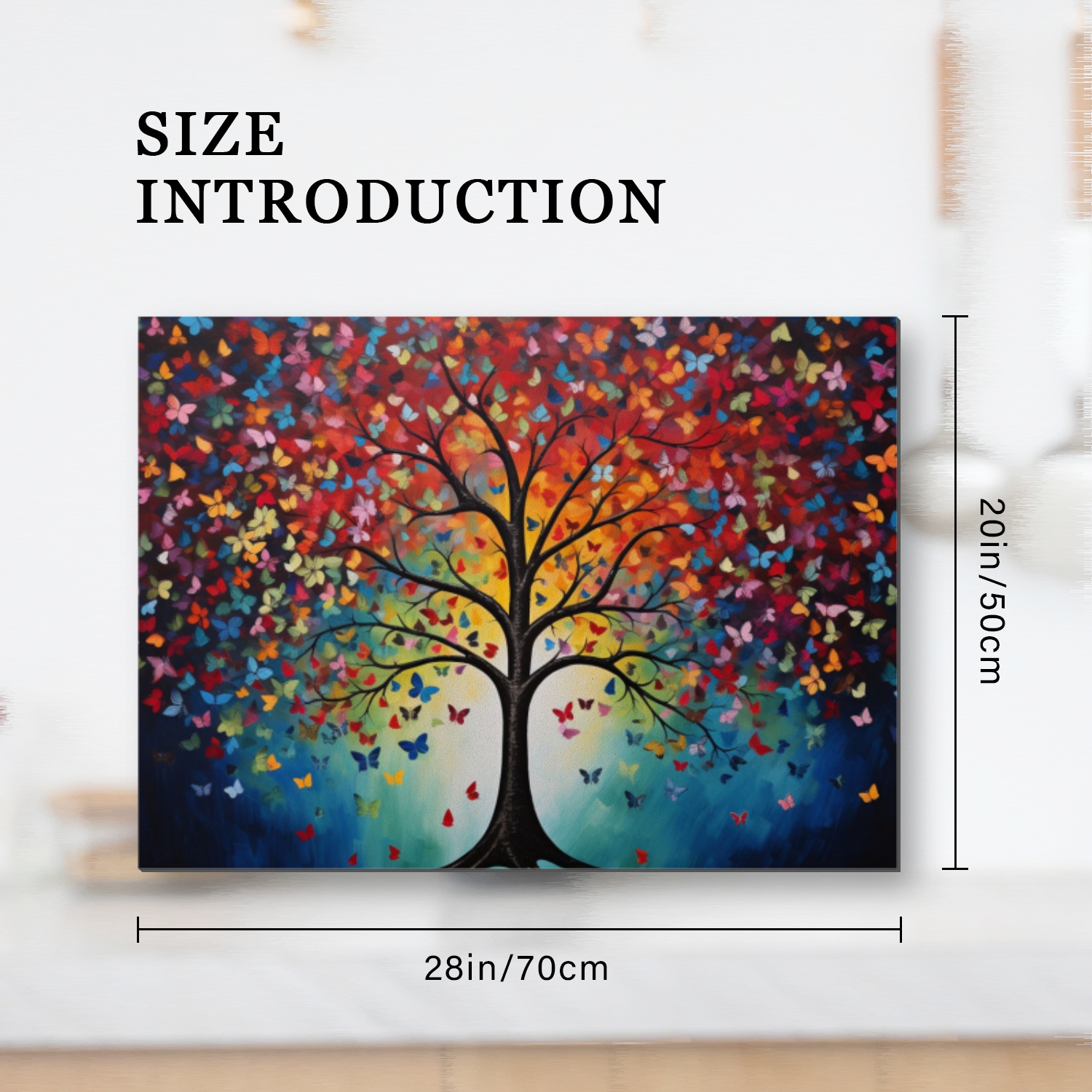 Square Stove Top Covers for Gas Stove, Colorful Tree and Butterfly Pattern Glass Cooktop Cover Protector, Foldable Glass Countertop Protector Mat for Kitchen RV (28×20 Inch)