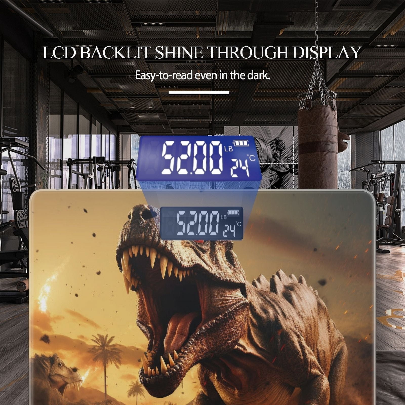 High Precision Body Weight Scale Smart Bathroom Scales with Large LCD Display(400lbs),Decorative for Bedroom-Ferocious Tyrannosaurus Rex Roaring In The Midst Of Ancient Desert