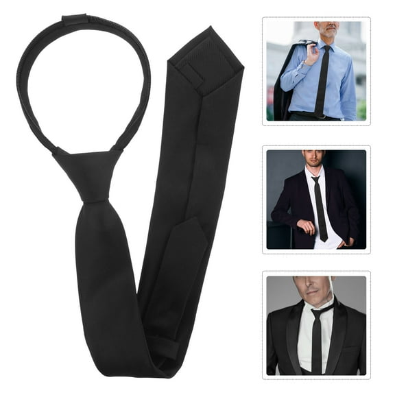 MUSEYA Zipper Neck Tie Black for Men Perfect for Weddings and Celebrations