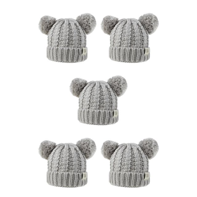 Minnieouse Gorro con bolas de pompones esponjosos, tocado a la moda, orejeras plegables, gorros de gran elasticidad, hermoso regalo para niños, Gary Gary 5piezas Minnieouse CBP255406