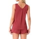 thumbnail image 3 of Conjunto de pijama de 2 piezas de tank top de satén y shorts con frente plisado para mujer INSPIRE CHIC, tamaño XS, color rojo, 3 of 5