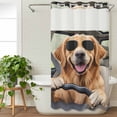 thumbnail image 3 of Funny Dog Print No Hook Shower Curtain Waterproof, Bathroom Curtains with Snap in Liners and See Through Top Window, Summer Modern Animals Hotel Style Bathtub Curtains Shower 36"Wx72"L, 3 of 8