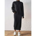 thumbnail image 5 of Women'S Two Piece Sweater Skirt Sets Knit Sweater Top Bodycon Skirt 2 Piece Outfits Black S, 5 of 8