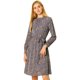 thumbnail image 1 of Vestido Floral De Una Línea De Manga Larga Con Columpio Hasta La Rodilla Y Cuello Simulado Para Mujer Azul marino XL, 1 of 6