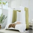 thumbnail image 4 of Warm Home Designs Set of 2 White & S Green Canopy Bed Curtains in 55 x 144 Inch Size. BE White & Sage 144, 4 of 4