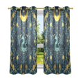 thumbnail image 6 of Yayeee Window Curtains Light Filtering 63"x42" Grommet Panel Pair Home Living Room Decor, Green Dragon Flowers, 6 of 7