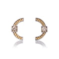 thumbnail image 1 of Aretes de oro 14k GIALLO Broquel GIALLO COLLECTION Arcos de oro amarillo y blanco con cortes diamantados y circonias, 1 of 5