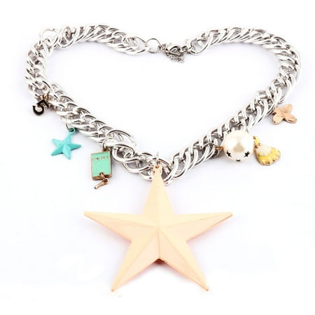 Party Girl Star Pendant Charm Statement Necklace Neck Chain Decor Peach Orange