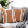 thumbnail image 2 of Throw Pillow Covers 16x16 Inch Set of 2, Vintage Burnt Orange Striped Waterproof Outdoor Pillow Covers, Farmhouse Modern Stripes Boho Decorative Cushion Pillowcases for Patio Garden Couch Bed, 2 of 9