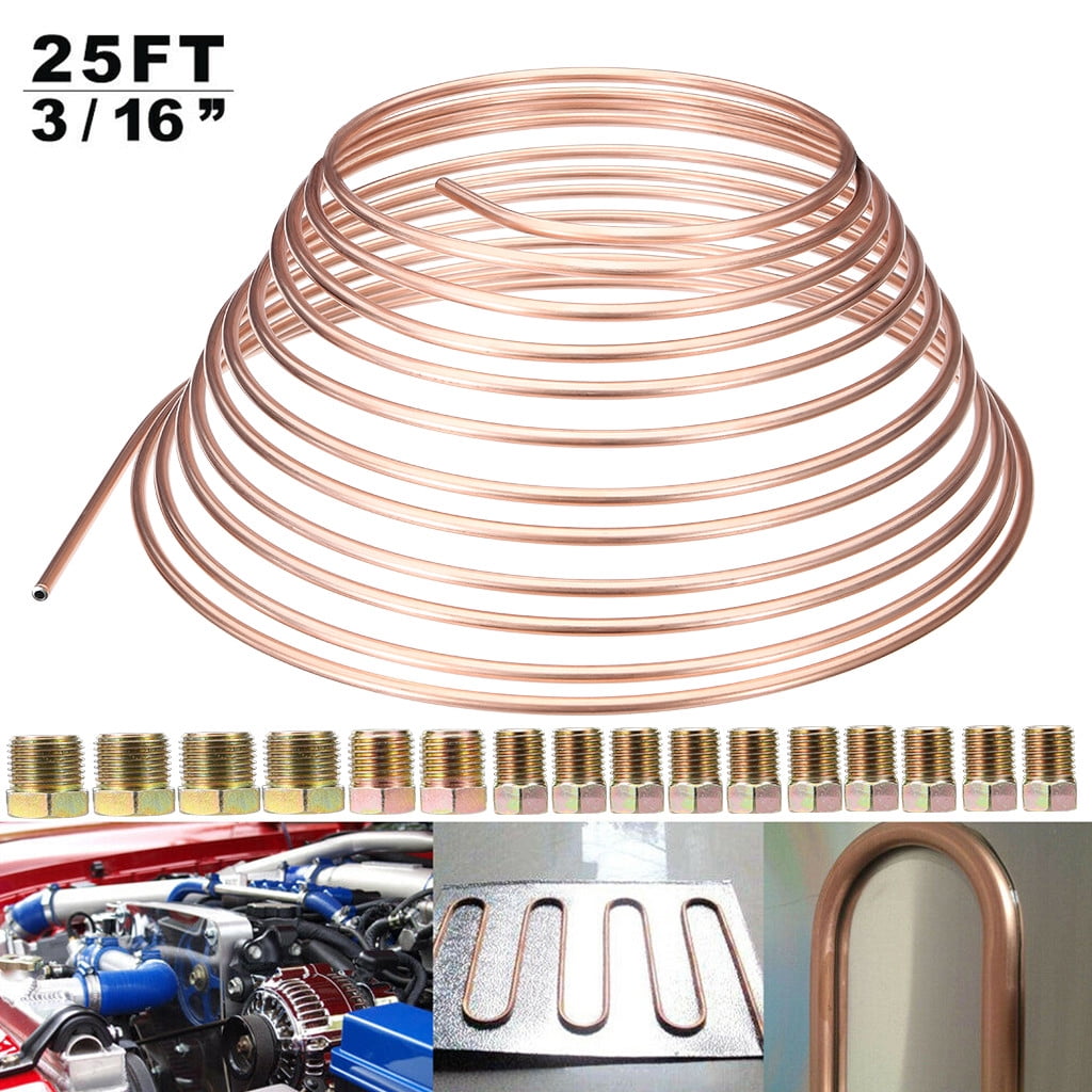 Cupric Iron Brake Line Tubing Kit 3/16 Inch OD 25 Ft Coil Roll NICOPP
