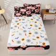 thumbnail image 4 of Manfei Cartoon Skull Zipper Twin Comforter Sets with Fitted Sheet and 2 Pillowcases,Pink Ghost Print Zipper Bedding Set,Halloween Reversible,4pcs, 4 of 7
