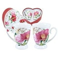 thumbnail image 2 of Carmani 10oz Tea & Coffee Mug Set of 2 with Pink Flowers, Porcelain Tea & Coffee Mug, Tea and Coffee Mug Souvenir in Heart Box, Amazing Gift Ideas for Women Set of 2, 2 of 2