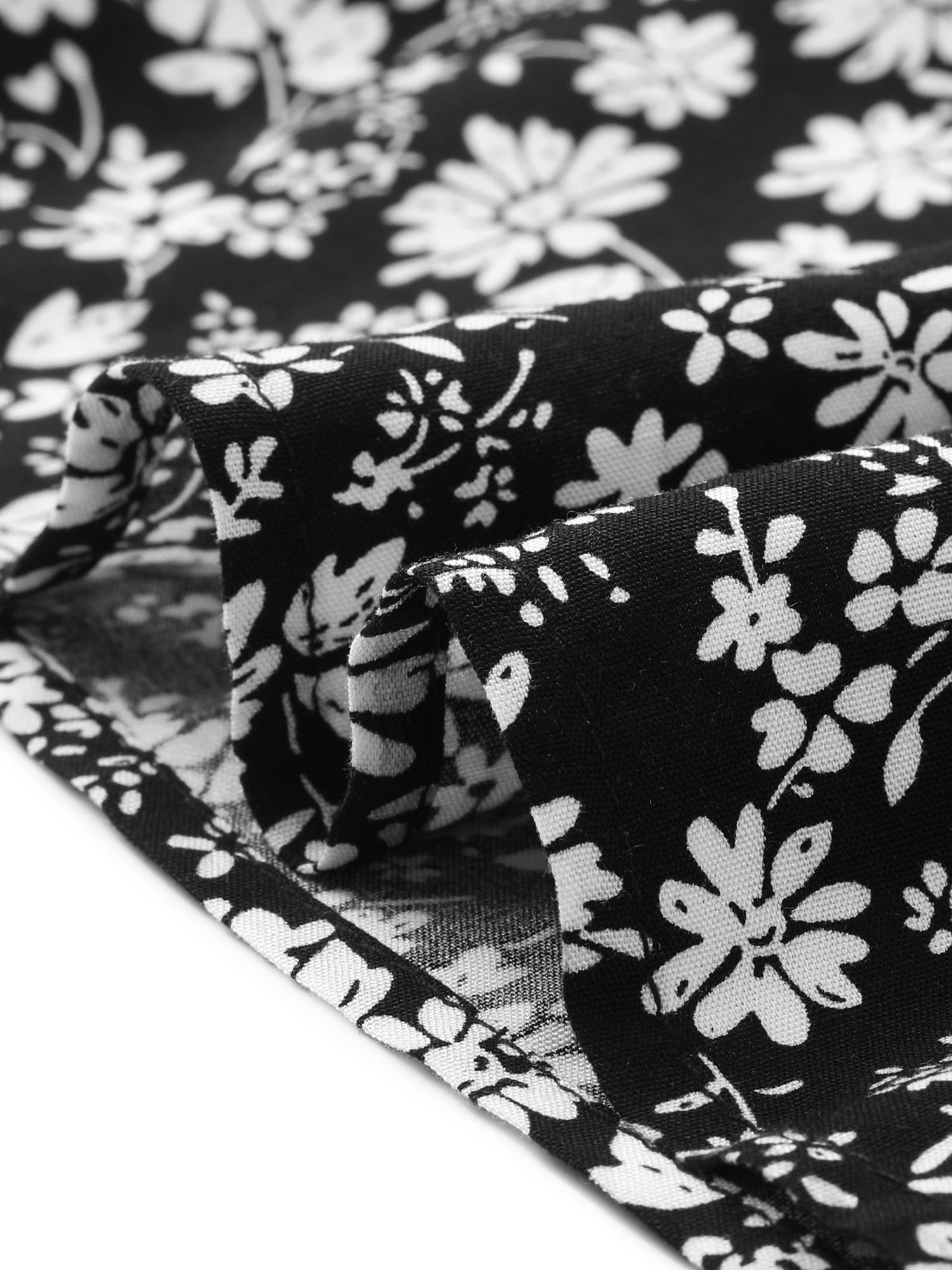 DARING DIVA Women's Floral Short Sleeve Square Neck Boho Casual Dress S Black