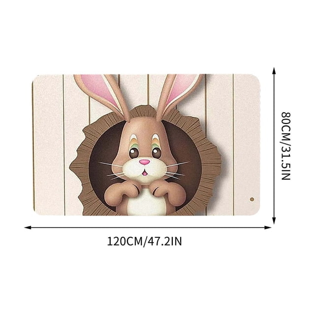 Easter Bunny Egg Decor Rug 100 Percent Polyester Machine Washable Non Slip Backing For Living Room Playroom Entryway