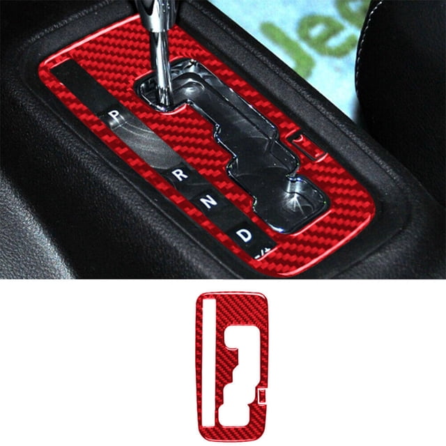 Real Bright Soft Car Interior Carbon Fiber Sticker DecorationFor Jeep Wrangler JK 2011-2017 Red Carbon Fiber Automatic Gear Shift CoverAuto Car Protection Interior Accessories