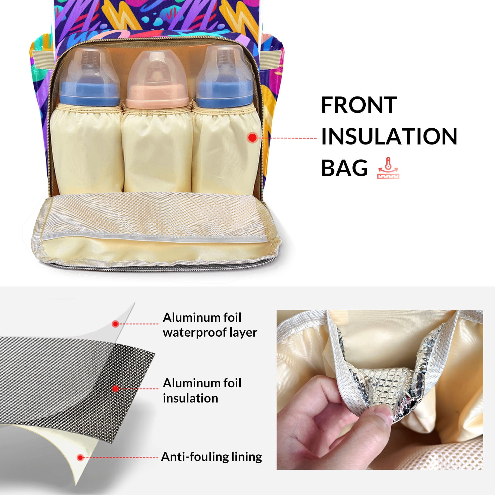 Abstract Geometric Pattern Diaper Bag Backpack – Large Capacity, Insulated Baby Bottle Pocket, Multifunctional Mommy Bag for Boys & Girls