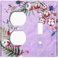 thumbnail image 4 of Metal Light Switch Plate Cover Cotton Flower Semicircle Frame Purple FLW028, 4 of 13