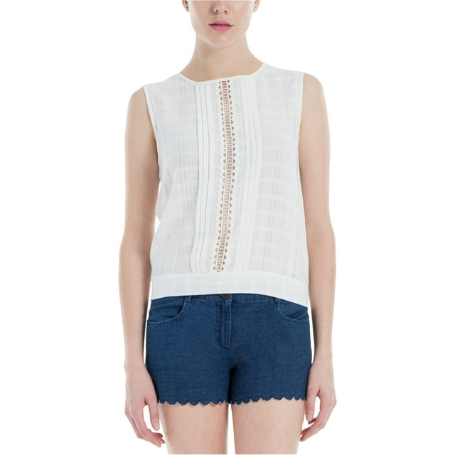 Max Studio London Womens Textured Knit Blouse, White, Small