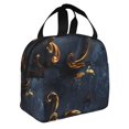 thumbnail image 2 of Fotbe Elegant Gold Scrollwork Bolsa Térmica con Estampado y Forro de Aluminio Grueso Bolsa de Almuerzo con Bolsillo Frontal para Hombres y Mujeres, Ideal para Trabajo, Escuela, 2 of 8