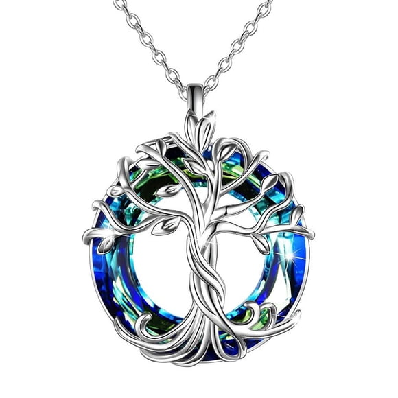 Tree of Life Necklaces for Women 925 Sterling Silver Celtic Family Tree Necklace with Circle Crystal Birthday Christmas Anniversary Jewelry Gifts for Women Girls Daughter Her