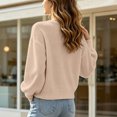thumbnail image 4 of COMVALUE Women's Long Sleeve Open Front Knit Cropped Cardigan Sweaters Casual Drop Shoulder Short Shrugs Sweater Coats (Beige, L), 4 of 5