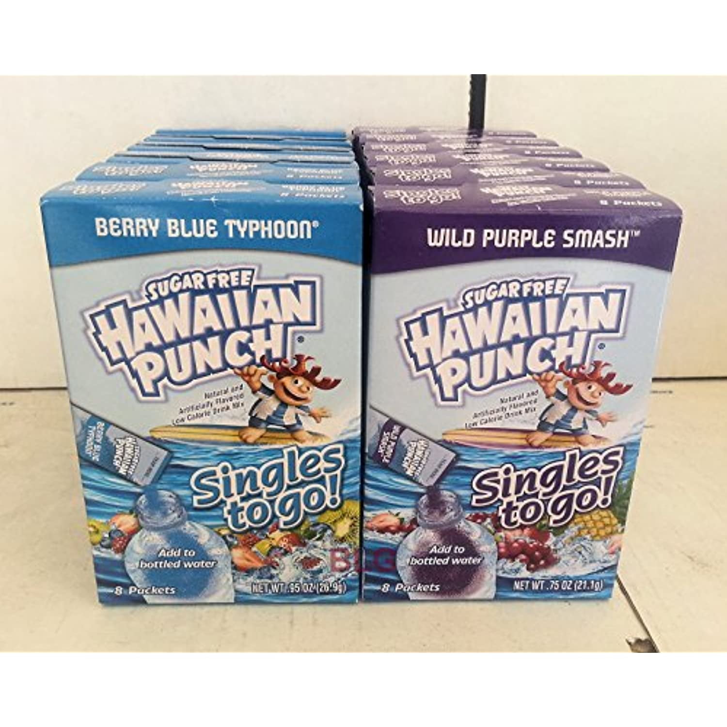 Hawaiian Punch Soft Drink Mix Combo.. 6 Berry Blue Typhoon, 6 Wild