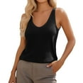 thumbnail image 1 of Women's V Neck Camisole Tank Top Casual Pure Color Staple For Spring Summer Everyday Wear With Pants, 1 of 5