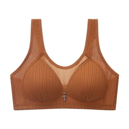 Blphud Lingerie Tops for Women Womens Bras Comfortable plus Size Women s Large Size Thin Cup Non Steel Ring Gathered Underwear Push up Adjustment Shape Bra Underwear Coffee 36/80