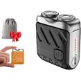 thumbnail image 1 of Portable Rotary Dual Ring Electric Shaver, Washable Double Head Razor,Afeitadora EléCtrica PortáTil Rotativa De Doble Anillo, Mini Small Steel Cannon Rotary Dual Ring Electric Razor. (Black), 1 of 8