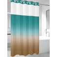 thumbnail image 4 of Teal Brown Ombre No Hook Shower Curtain Waterproof,Bathroom Curtains with Snap in Liners and See Through Top Window,Turquoise Gradient Modern Abstract Art Hotel Bathtub Curtains Shower 36"Wx78"L, 4 of 8
