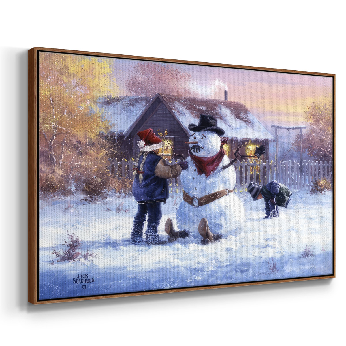 Gonna Be in Trouble - Framed Gallery Wrapped Holiday Canvas - 17 x 25 - Rosewood Frame