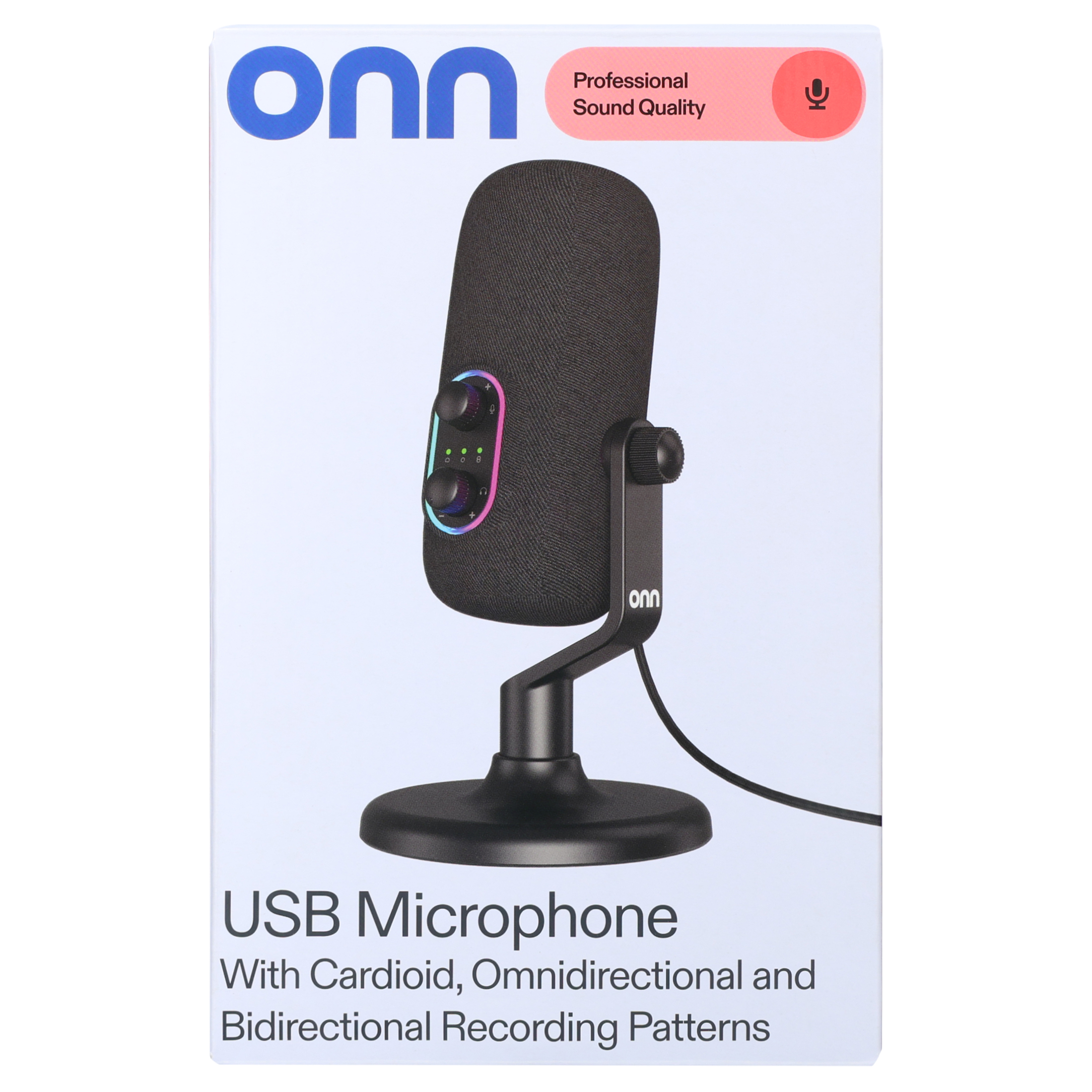 onn USB Tri-Pattern Condenser Microphone Black photo 8