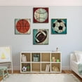 thumbnail image 2 of Boys Room Wall Decor Vintage Sports Decor for Boys Bedroom Rustic Soccer Football Baseball Basketball Canvas Wall Art Kids Toddler Nursery Artwork Sports Pictures Painting Home Decor 12x12" 4Pcs, 2 of 6