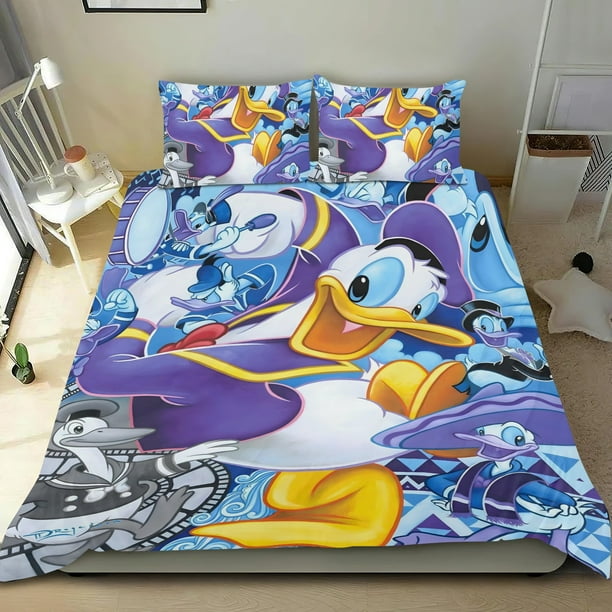 Pato Donald Presenta Conjunto de sábanas temático, trío de piezas, cómodo y amigable con la piel, diseño único, regalo de decoración para el hogar para familiares, amigos y fans,135cm *200cm