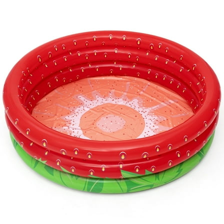 Bestway: H2OGO!Sweet Strawberry Pool - 66" x H15" - Inflatable 3-Ring Play Pool, Kids,103 Gallon, Ages 2 
