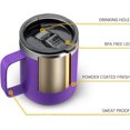 thumbnail image 5 of 12oz Isolerad Kaffekopp i Rostfritt Stål med Handtag, Dubbelväggig Vakuum Resekopp, Tumblerkopp med Glidande Lock, Lila, 5 of 5