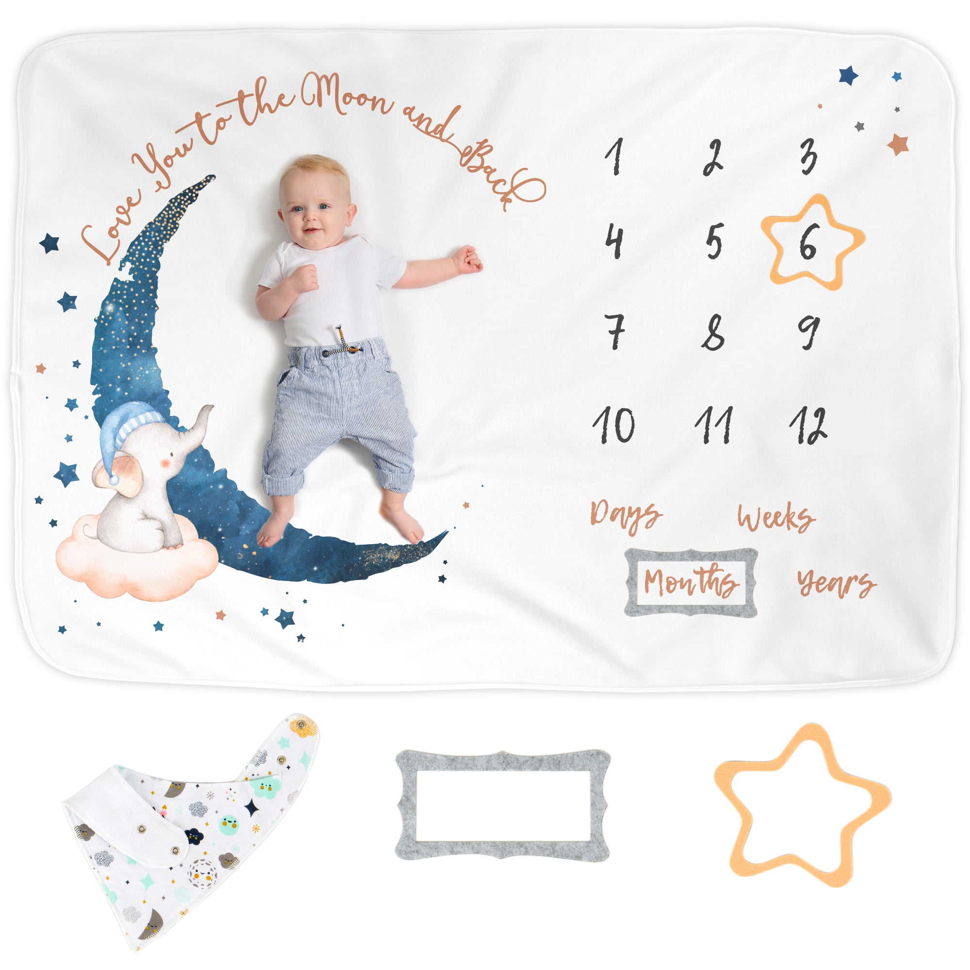 Luka&Lily Baby Monthly Milestone Blanket Boy and Girl, Month Blanket Newborn Baby Shower Gift, 60 x40
