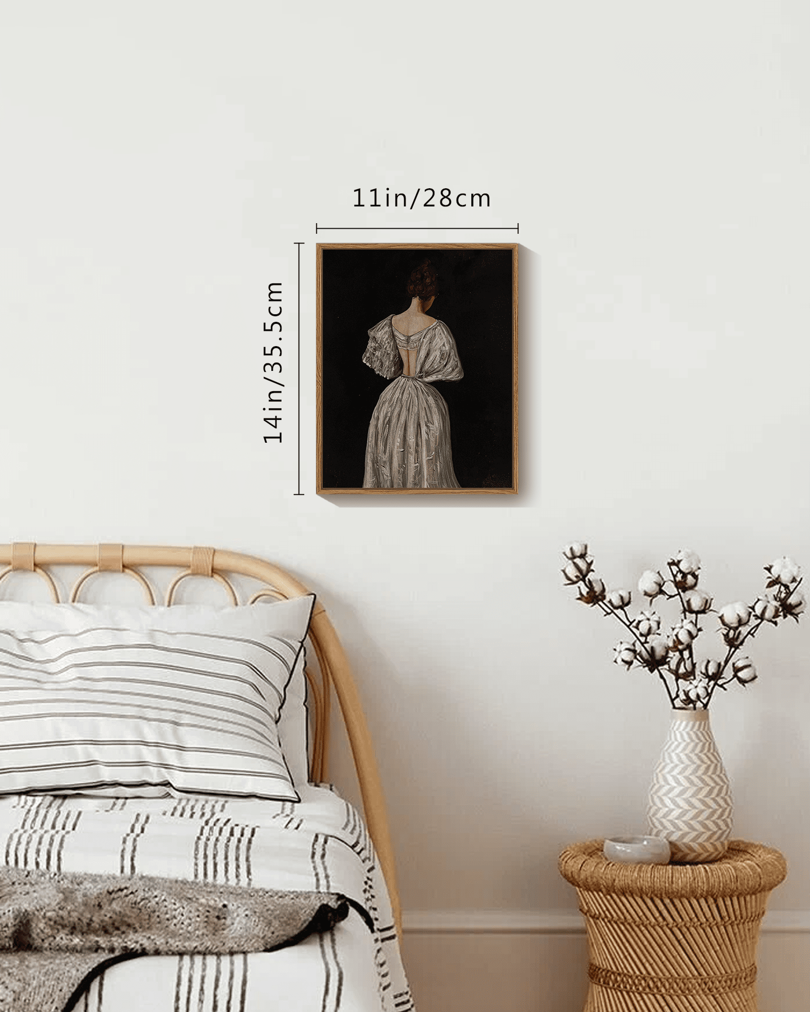 Drsoum Vintage Art Classical 11x14in Seventeenth Century Lady Painting Rrustic Farmhouse Bathroom Bedroom Living Room Decor - Natural Framed