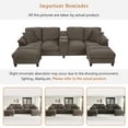 thumbnail image 6 of Harper & Bright Designs Modular Sectional Sofa Set with 2 Storage Ottoman and Cup Holder, U-Shaped Couch with Console, Corduroy Upholstered Sectional Sofa with USB Ports, Brown, 6 of 18