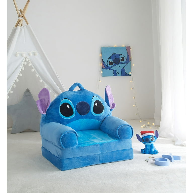 Stitch Blue Polyester 2-in-1 Flip Out Chair for Toddlers