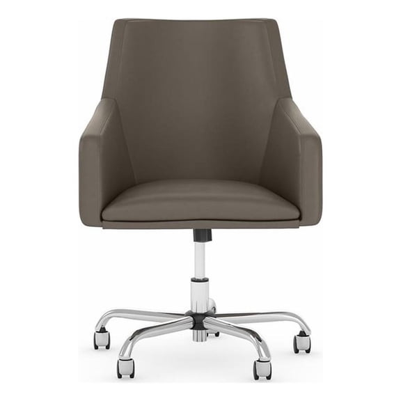 Echo Mid Back Leather Box Chair in Washed Gray