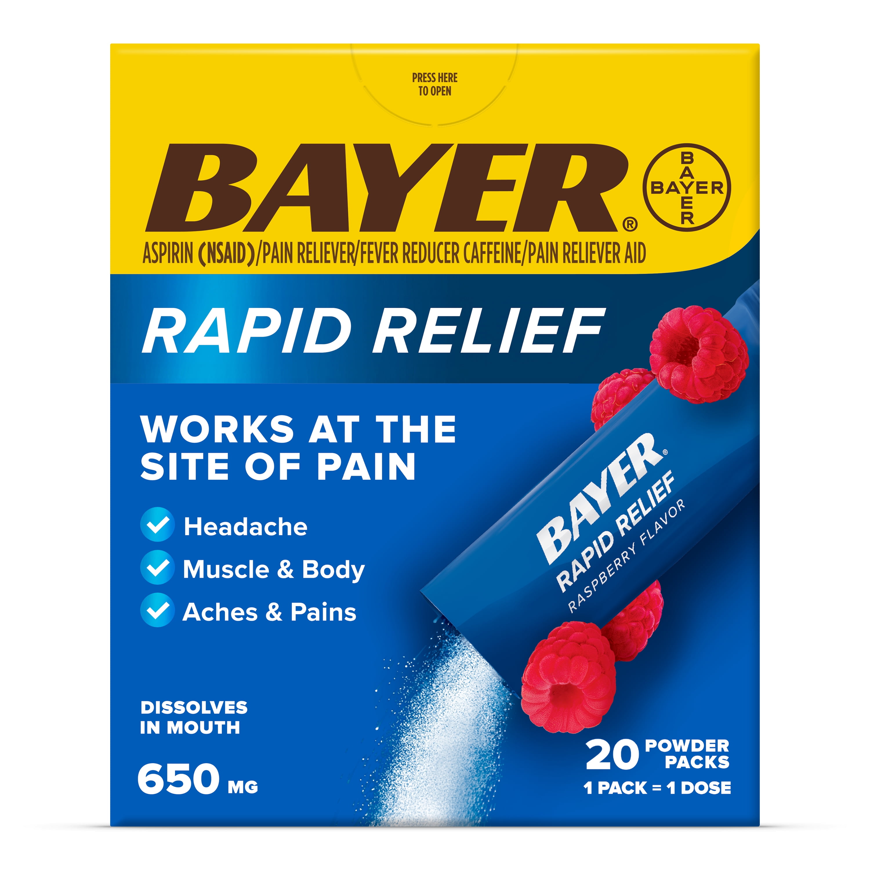 (2 pack) Bayer® Rapid Relief, Fast Acting Headache Relief, Muscle and Body Pain Reliever, 20ct