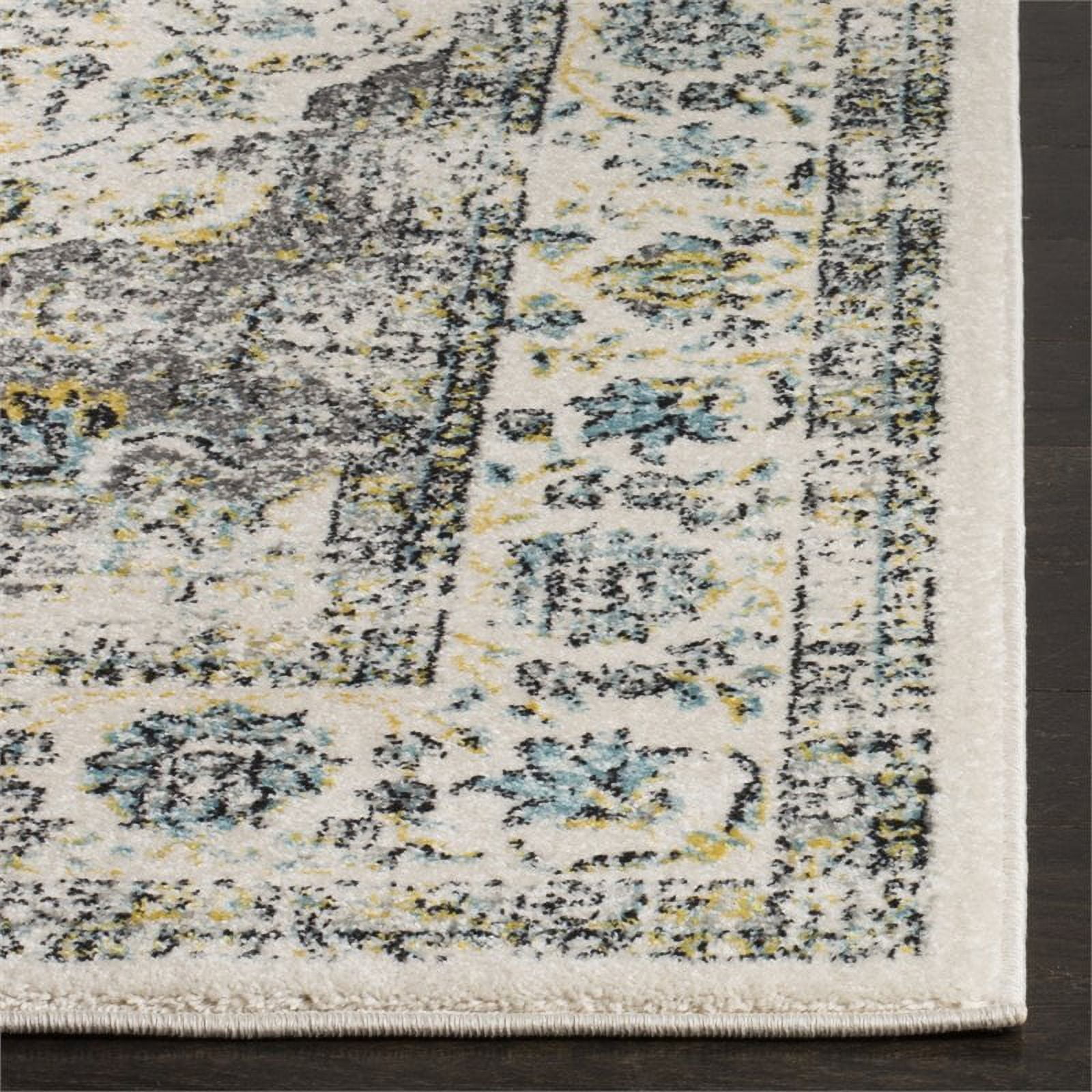 SAFAVIEH Evoke Teale Traditional Bordered Area Rug, Grey/Gold, 6'7" x 9'